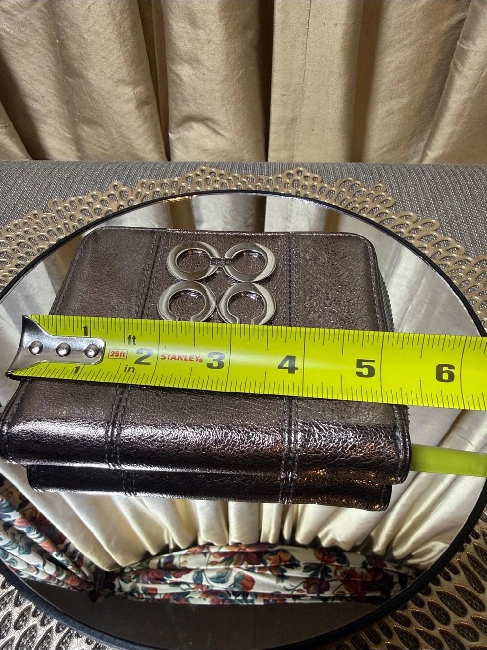 Coach Julia Op Art Pewter Metallic Zip-Around Wallet